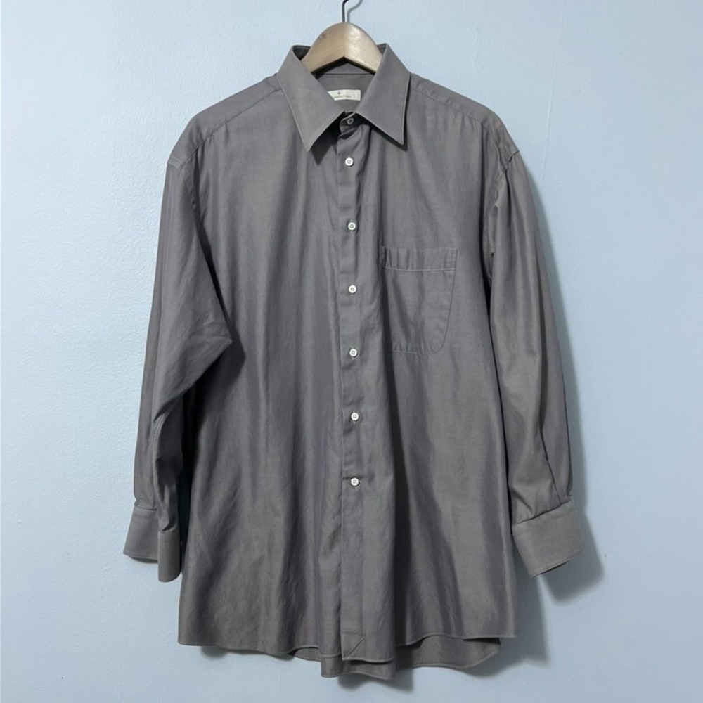 Ermenegildo Zegna Dress Shirt Men 43 17 Gray 100% Cotton Spain